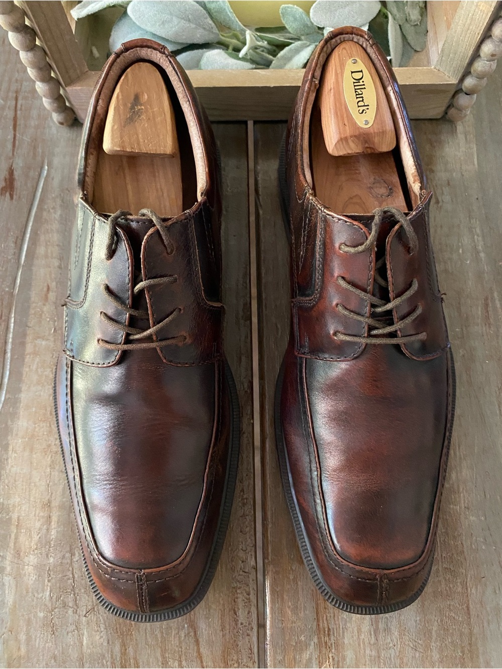 Florsheim Brown Leather Square Toe Apron Derby Business Casual Dress Shoe 12D